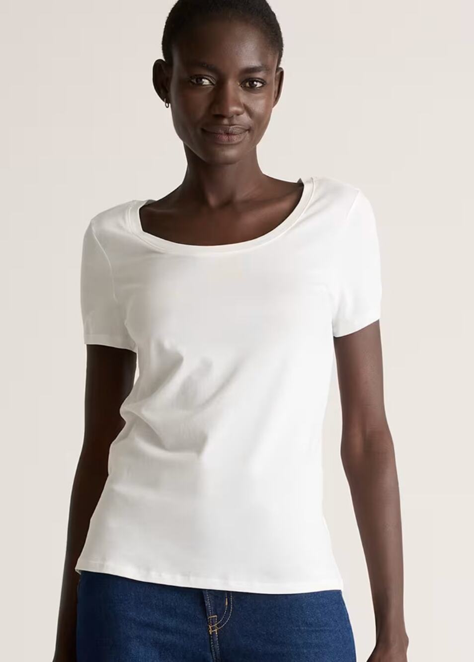 Quince Cotton Modal Scoop Neck Tee White T-Shirt Basic Minimalist Classic